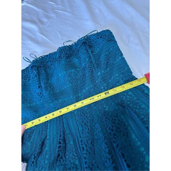 NWT Anthropologie Greylin Stowe Lace Jumpsuit Teal Strapless Wide Leg Size Petit - Picture 6 of 9